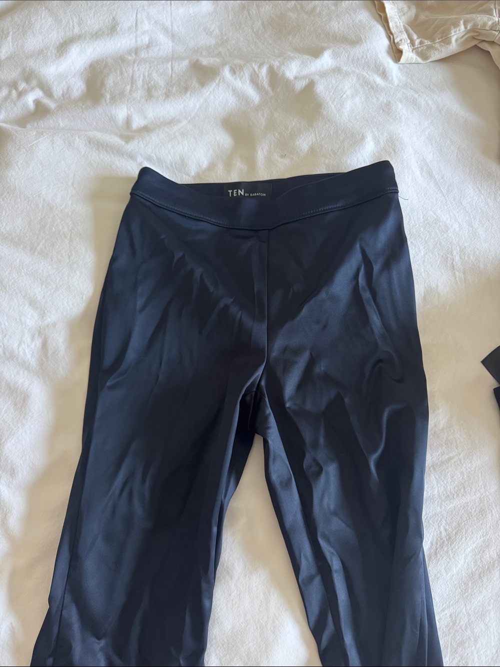 TEN by Aritzia navy satin pants